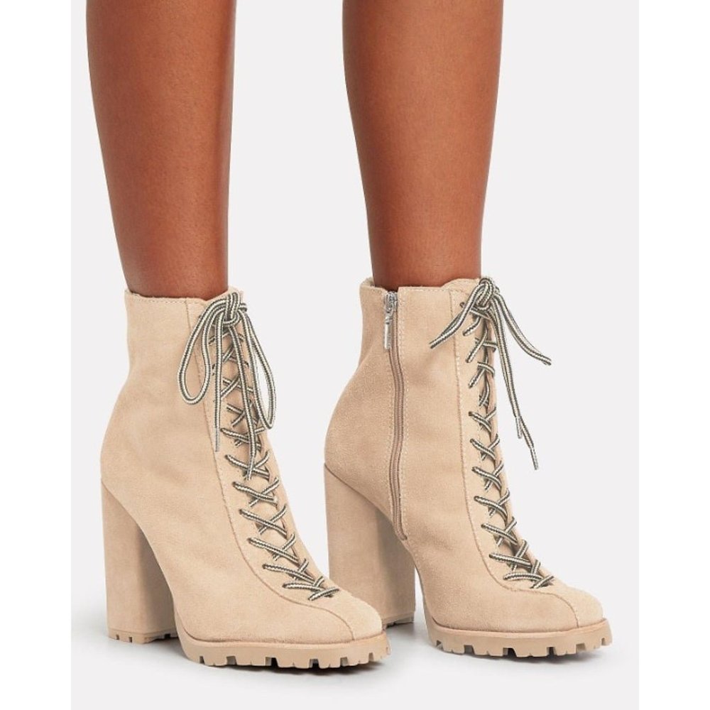 SCHUTZ Naina Suede Sherpa Lined Lace Up Boots